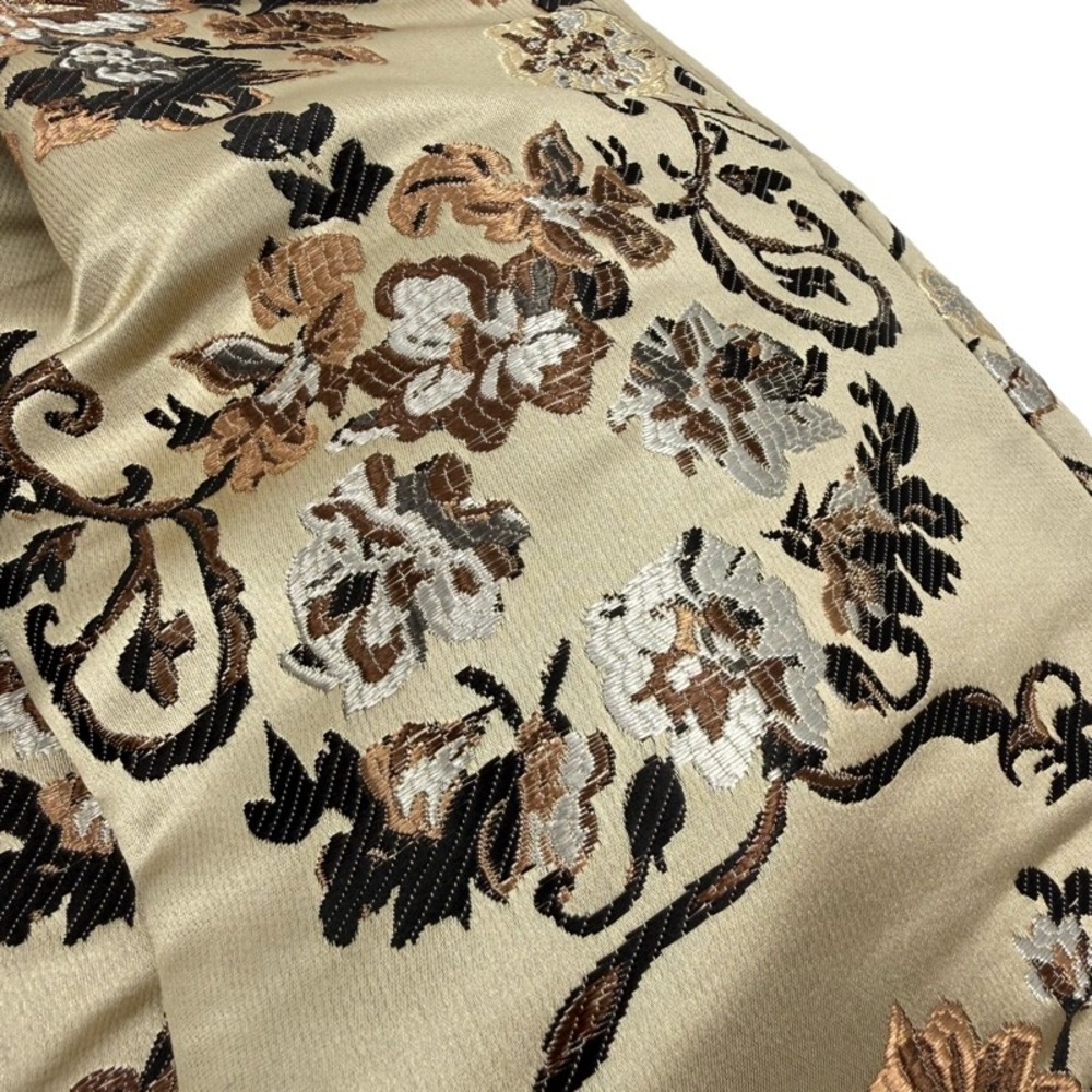 FREE PEOPLE NEW 12 Benjamina Satin Mini Skirt Champagne Floral Brocade Metallic - Picture 10 of 12